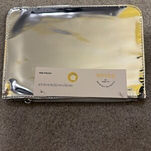 Noted by Post-it Zip Top Metallic Pen Pouch ~ Silver